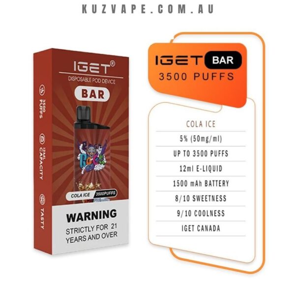 IGET Bar 3500 Puffs Cola Ice - Image 2