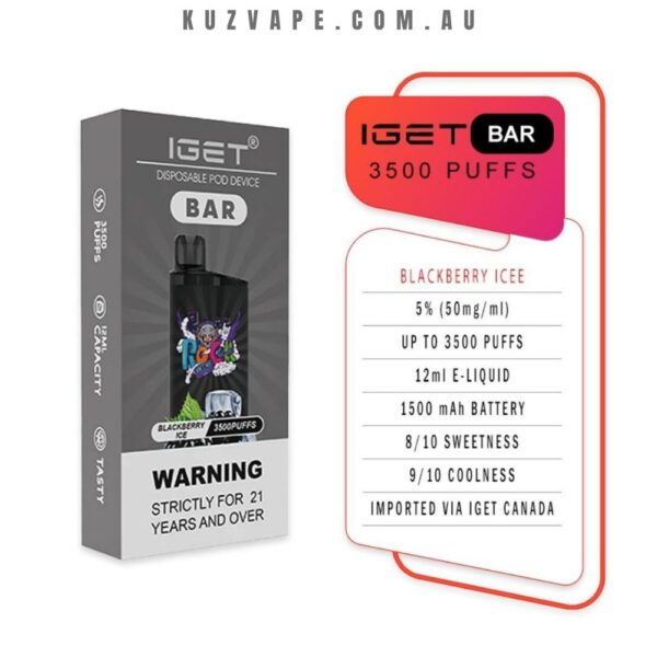 IGET Bar 3500 Puffs Blackberry Ice - Image 2