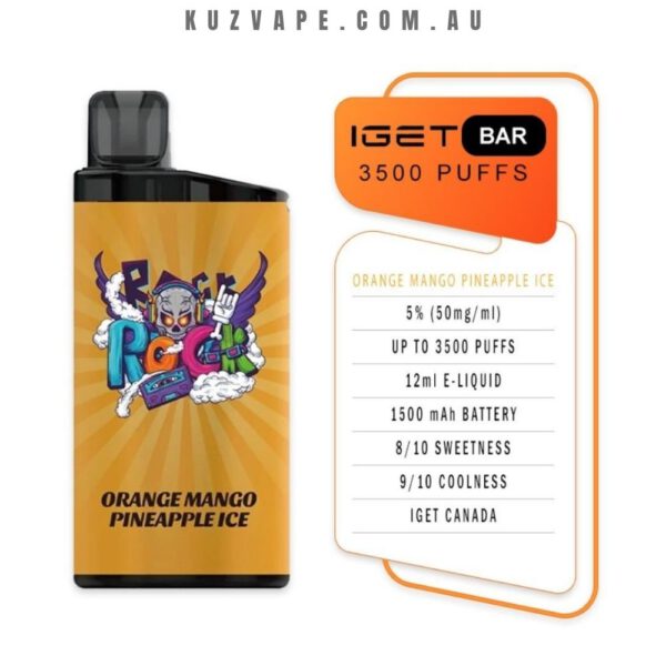 IGET Bar 3500 Puffs Orange Mango Pineapple Ice - Image 2