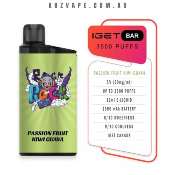 IGET Bar 3500 Puffs Passion Fruit Kiwi Guava - Image 2