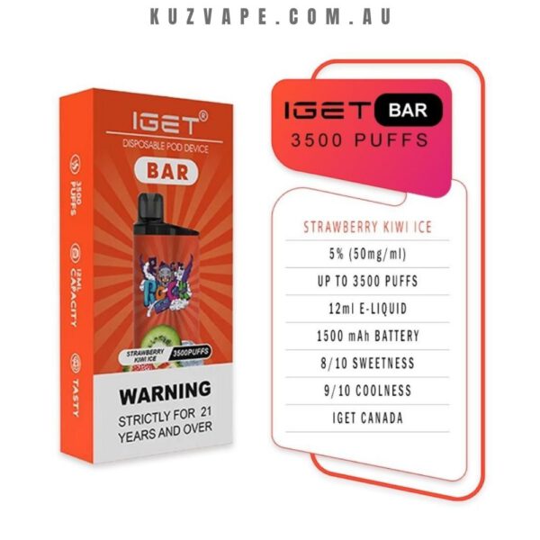 IGET Bar 3500 Puffs Strawberry Kiwi Ice - Image 2