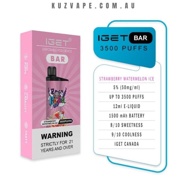 IGET Bar 3500 Puffs Strawberry Watermelon Ice - Image 2