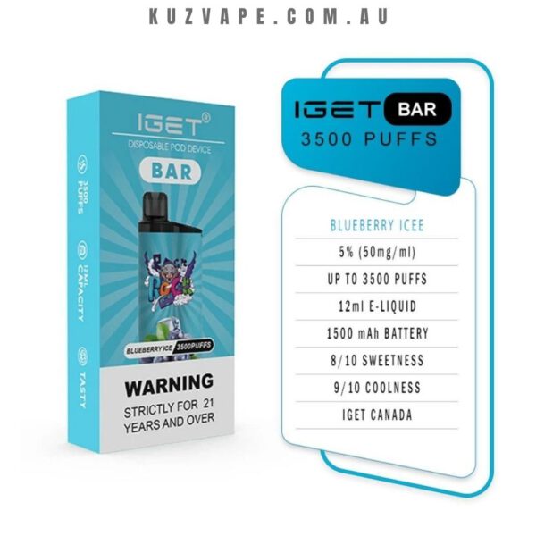 IGET Bar 3500 Puffs Blueberry Ice - Image 2