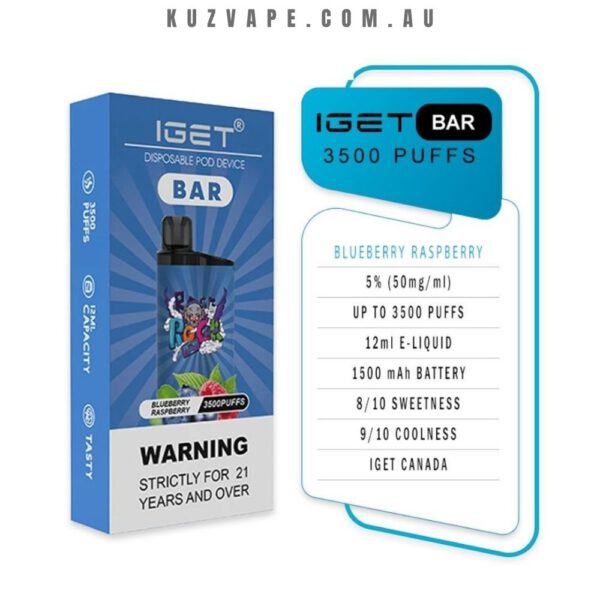 IGET Bar 3500 Puffs Blueberry Raspberry - Image 2